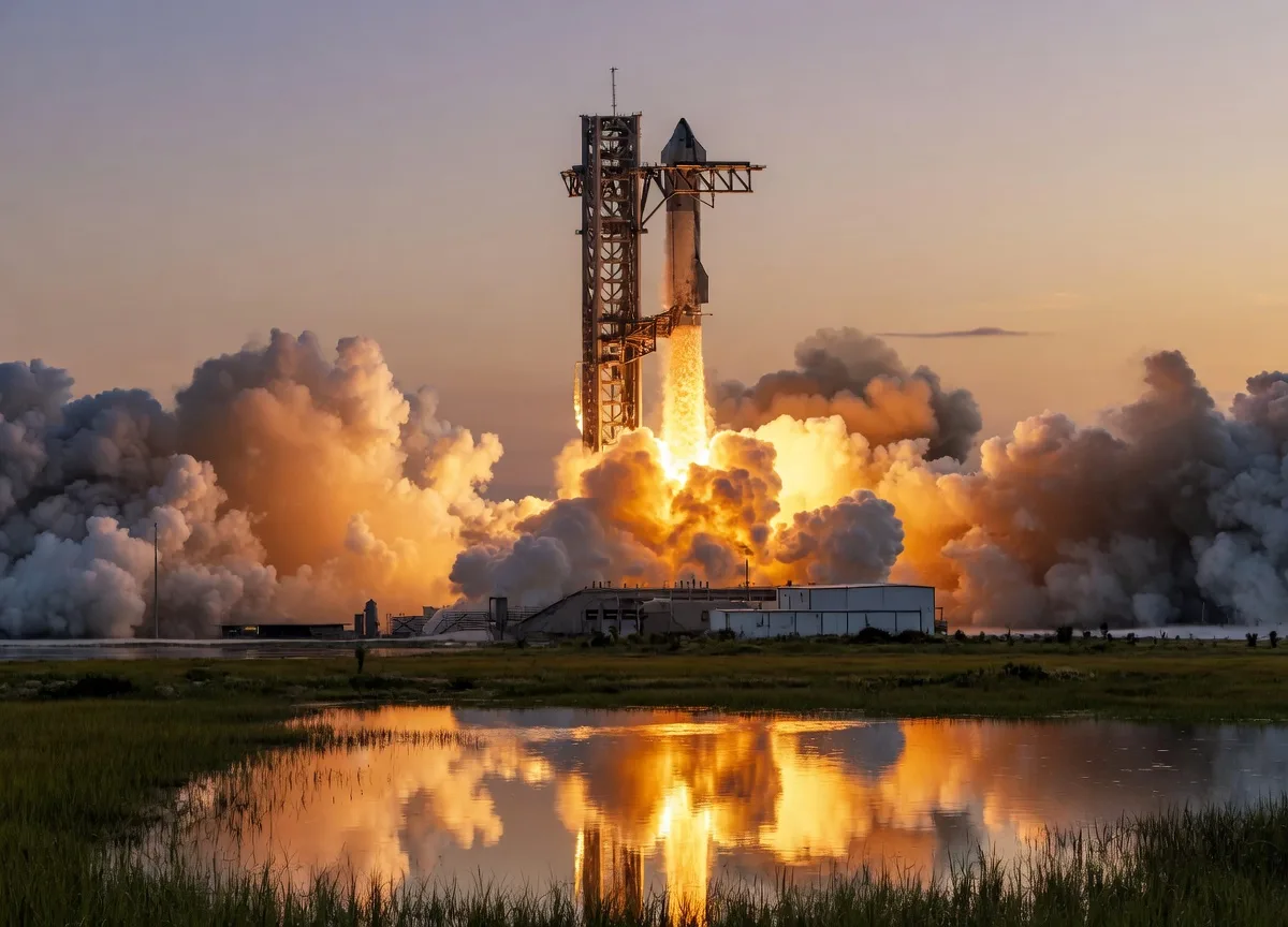 SpaceX Starship ignition and liftoff at Boca Chica